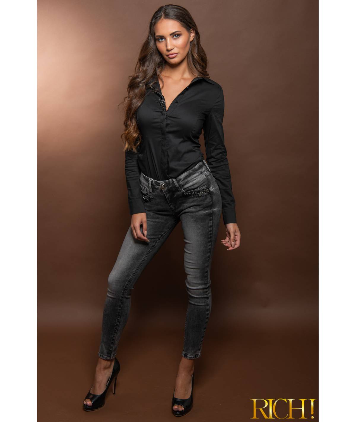 JEANS RICH BOTON BRILLO