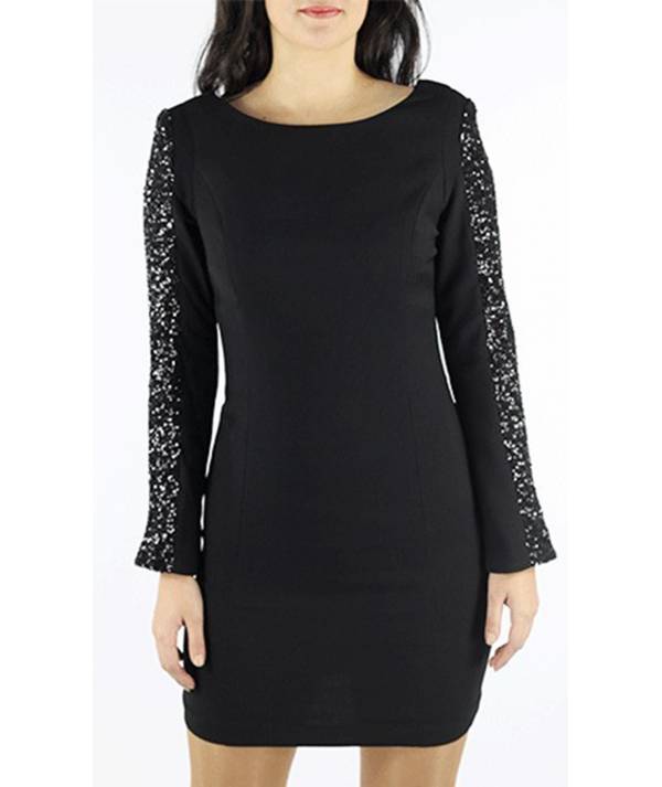 VESTIDO MANGAS LENTEJUELA LAZO