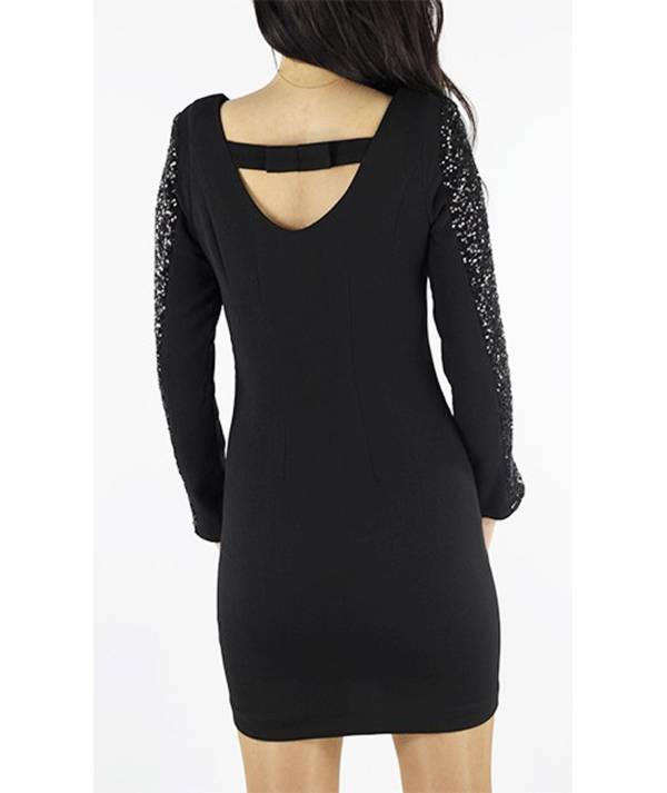 VESTIDO MANGAS LENTEJUELA LAZO