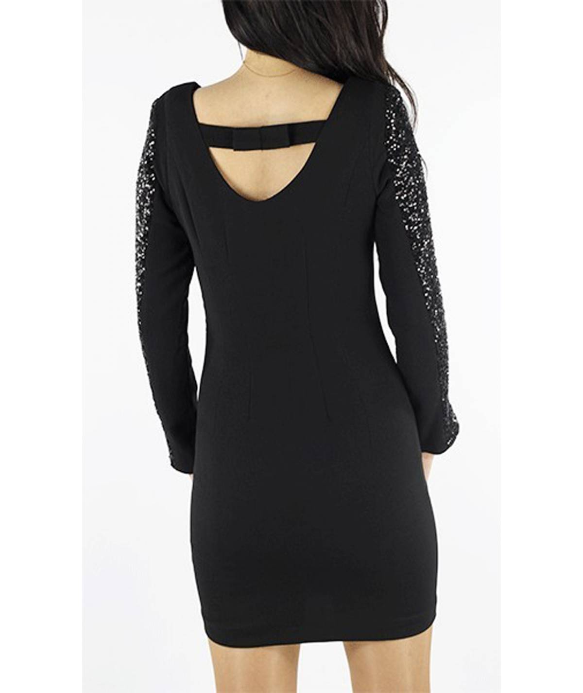 VESTIDO MANGAS LENTEJUELA LAZO