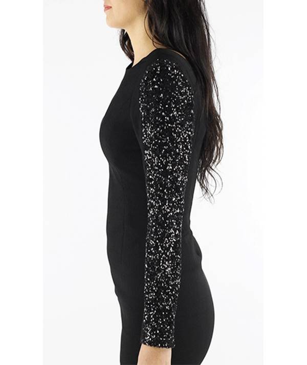 VESTIDO MANGAS LENTEJUELA LAZO
