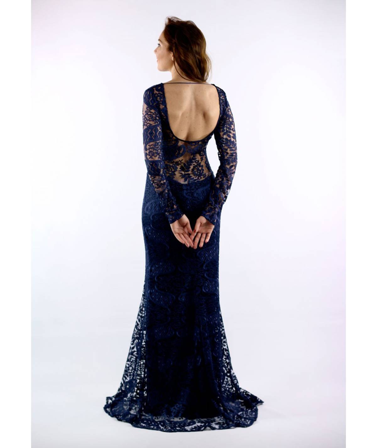 VESTIDO LARGO ENCAJE TRANSPARE