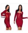 VESTIDO ELASTICO TRIPLE BOTON