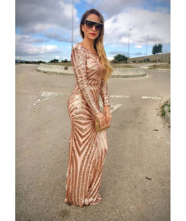 VESTIDO LARGO LENTEJUELAS KARD