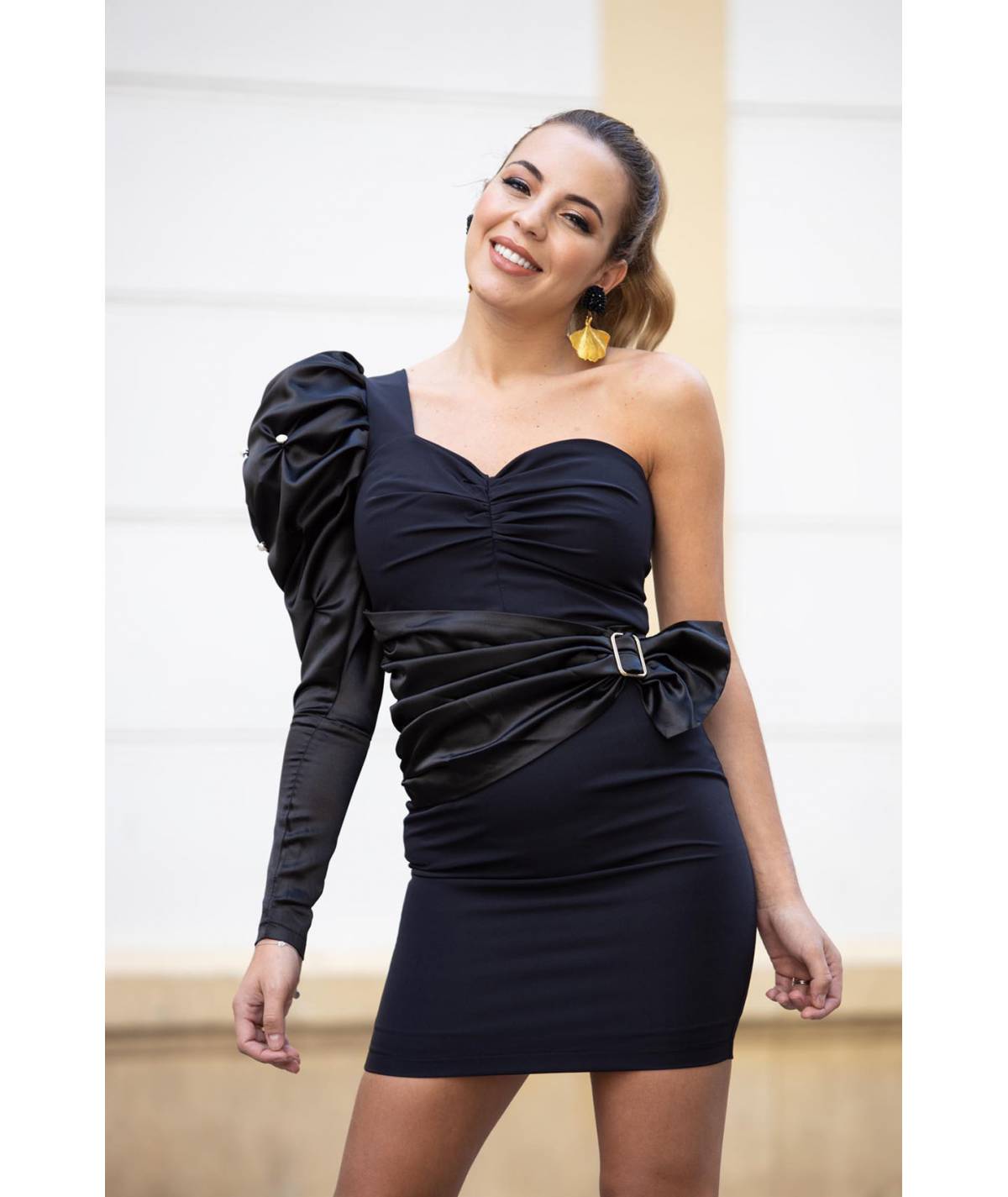 VESTIDO MB MANGA BALON PERLA