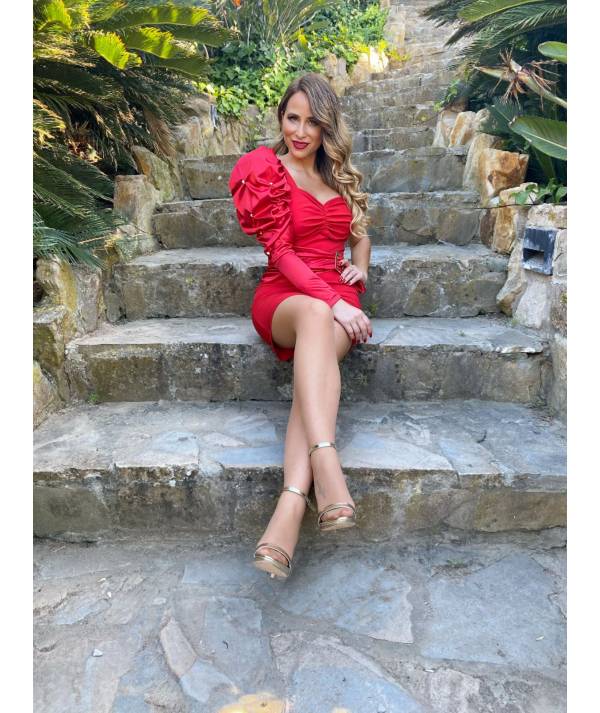 VESTIDO MB MANGA BALON PERLA