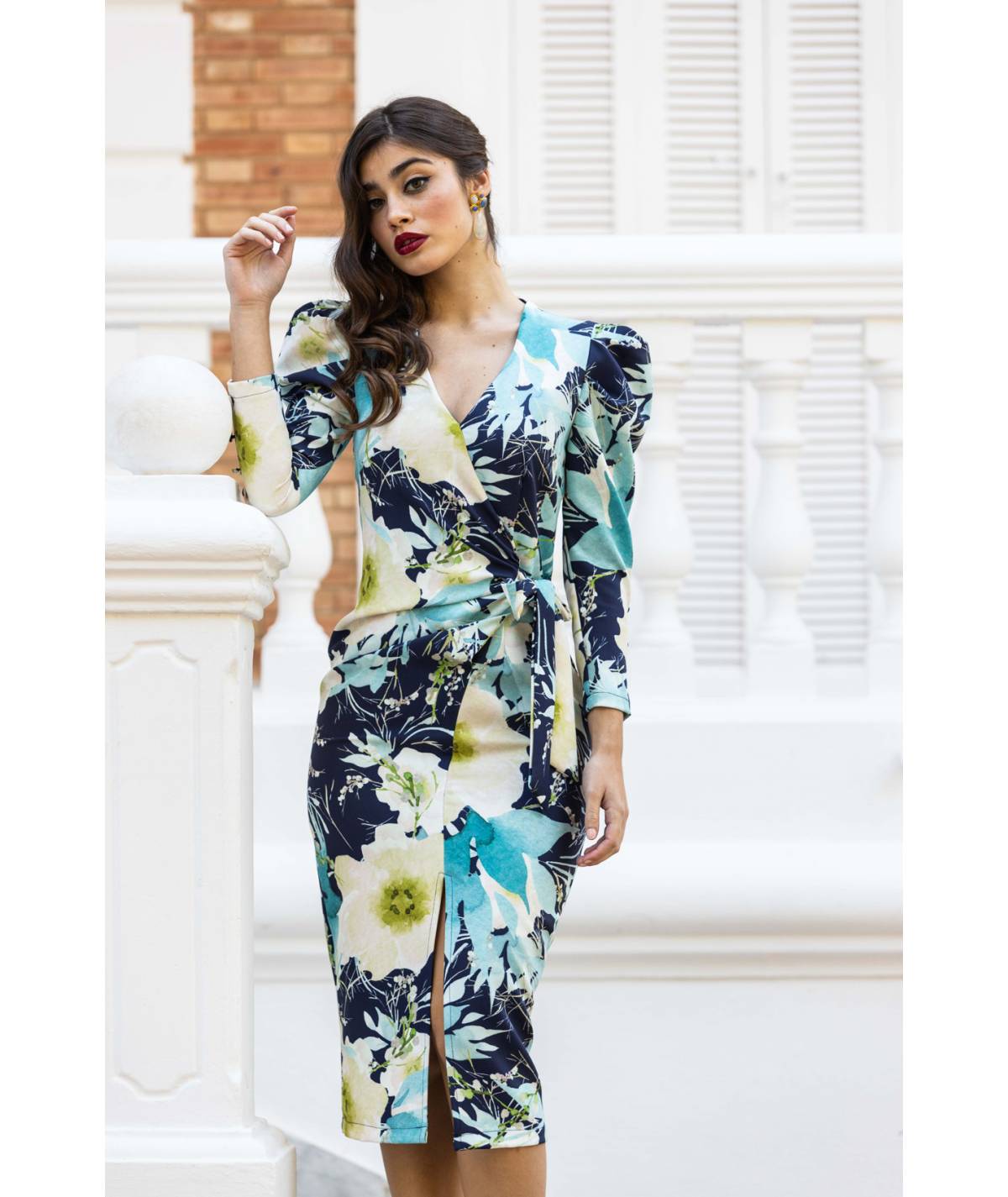 VESTIDO MB MIDI ANUDADO LATERAL ESTAMPADO