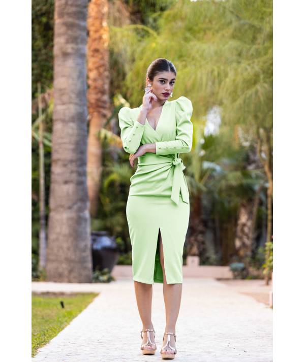 VESTIDO MB MIDI ANUDADO LATERAL
