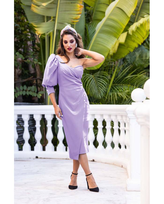 VESTIDO MB ASIMÉTRICO BOTONES MIDI