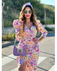 VESTIDO MB DRAPEADO ESTAMPADO