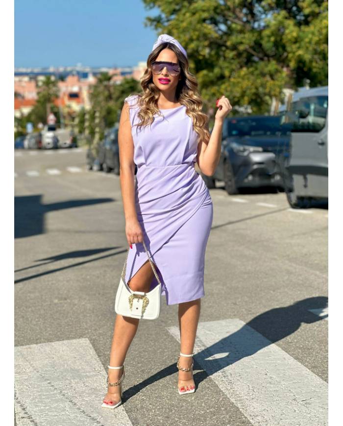 VESTIDO MB ESCOTE ATRAS FALDA LADEADA