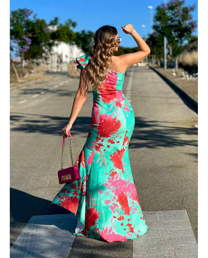 VESTIDO MB LARGO VOLANTE ESTAMPADO