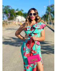 VESTIDO MB LARGO VOLANTE ESTAMPADO
