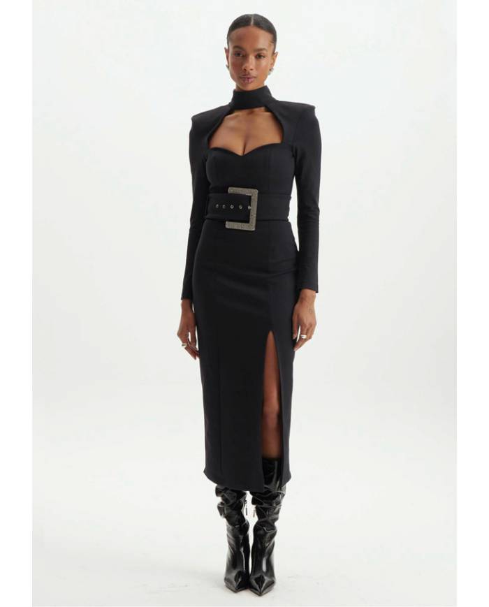 Vestido Lanca Perfume midi com cinto