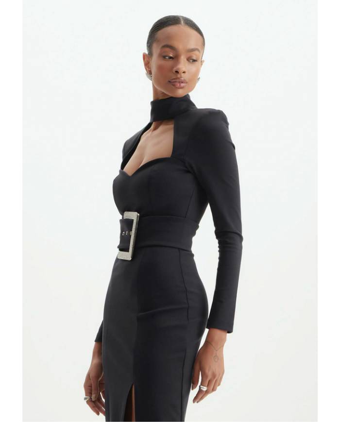 Vestido Lanca Perfume midi com cinto