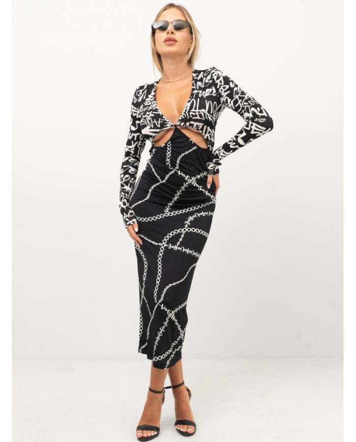 Vestido Versace Couture print necklace