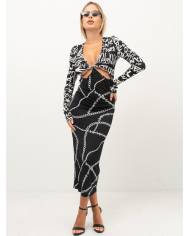 Vestido Versace Couture print necklace