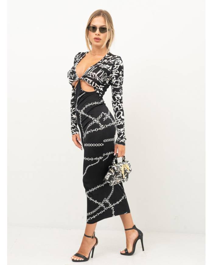 Vestido Versace Couture print necklace