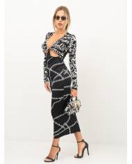Vestido Versace Couture print necklace