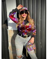 Sudadera Versace Couture velvet print chain