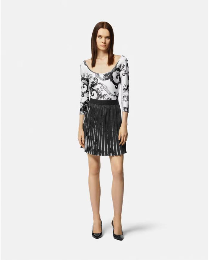 Falda Versace Couture printed plisse
