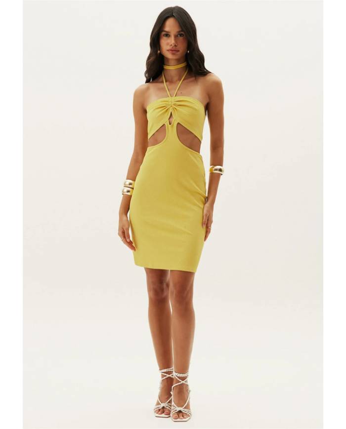 Vestido Lanca Perfume canelado cut out