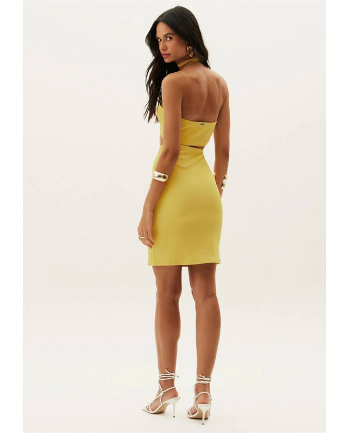 Vestido Lanca Perfume canelado cut out
