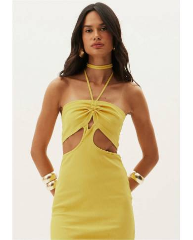 Vestido Lanca Perfume canelado cut out