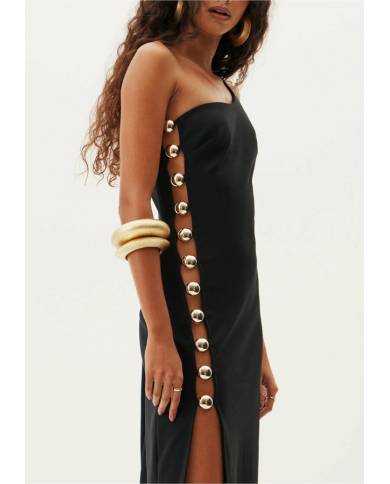 Vestido Lanca Perfume midi lateral vazada