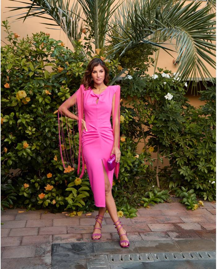 Vestido Marta en Brazil flecos hombrera especial