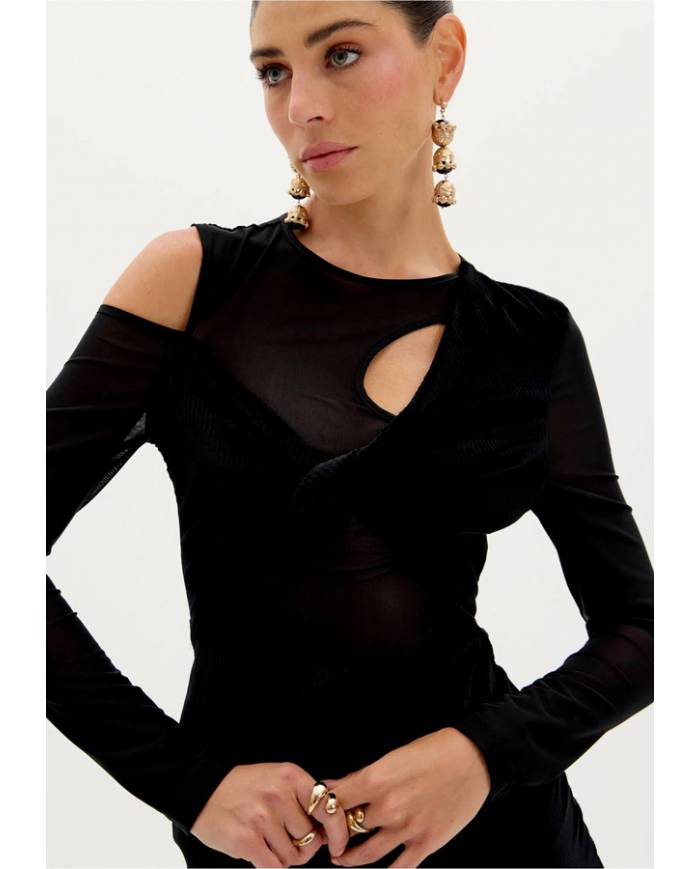 Vestido Lanca Perfume Braided velvet