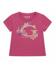 Camiseta Guess Kids golden G logo whith flower baby