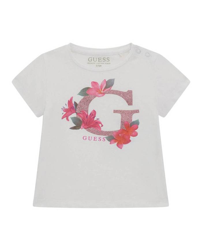Camiseta Guess Kids golden G logo whith flower baby