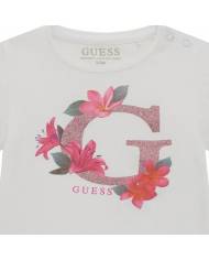 Camiseta Guess Kids golden G logo whith flower baby