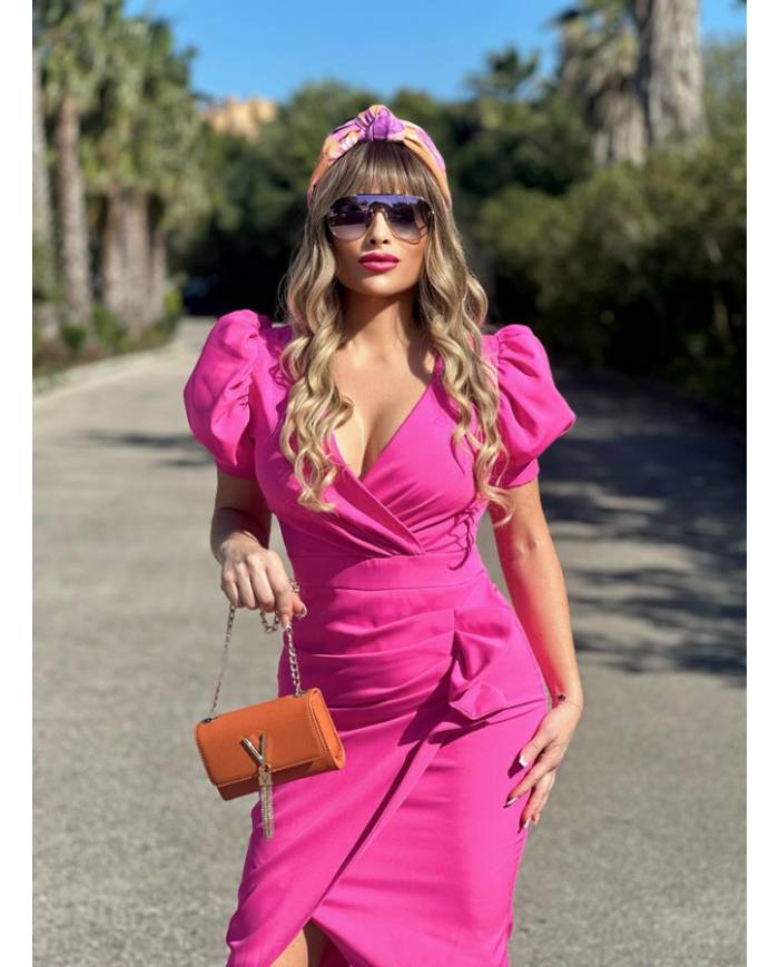 Vestido Marta en Brazil manga globo frunce