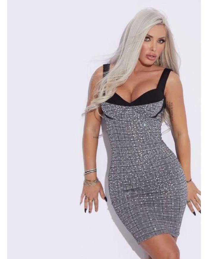 VESTIDO MXT CUADROS BRILLO