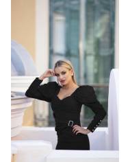 VESTIDO MB MANGAS PLIEGUE LAZO