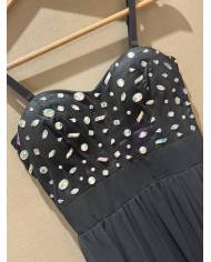 VESTIDO LARGO DIAMANTES PECHO
