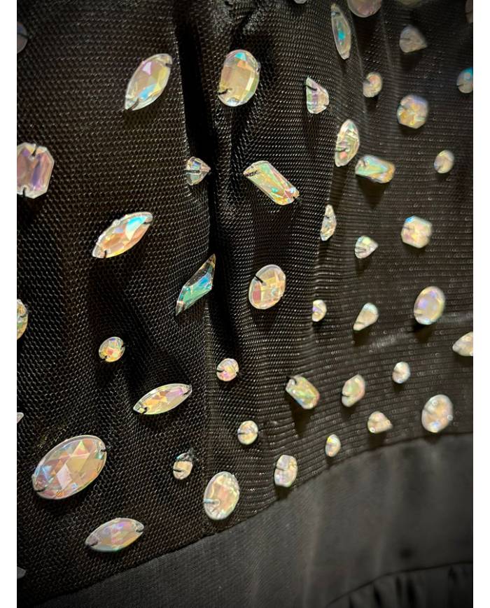 VESTIDO LARGO DIAMANTES PECHO