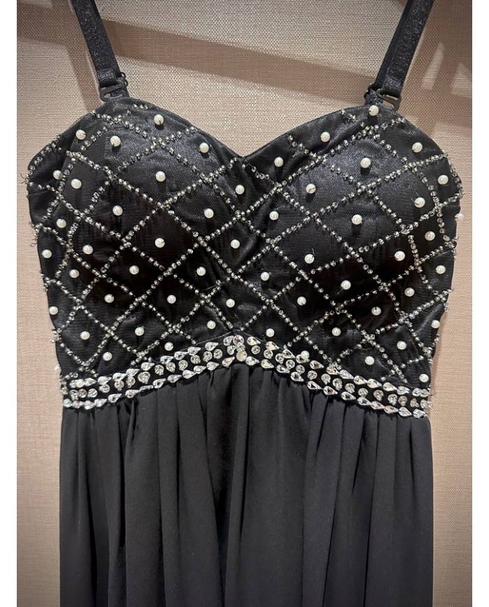 VESTIDO LARGO TOP PERLAS