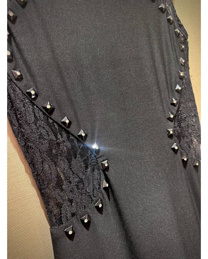 VESTIDO LARGO ENCAJE DIAMANTE