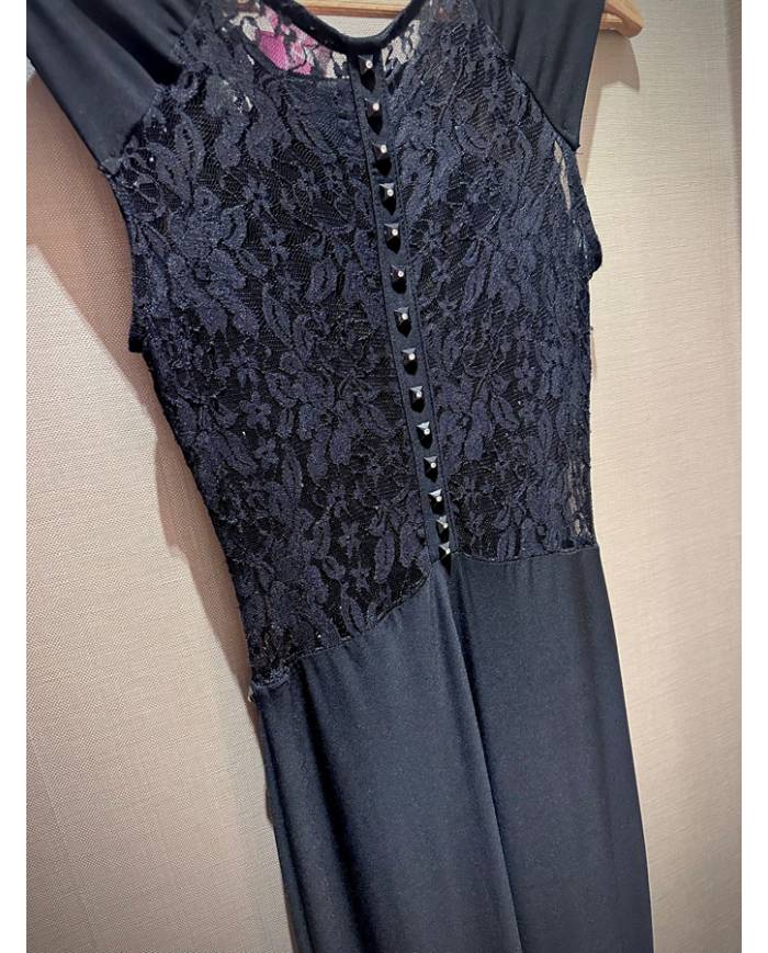VESTIDO LARGO ENCAJE DIAMANTE