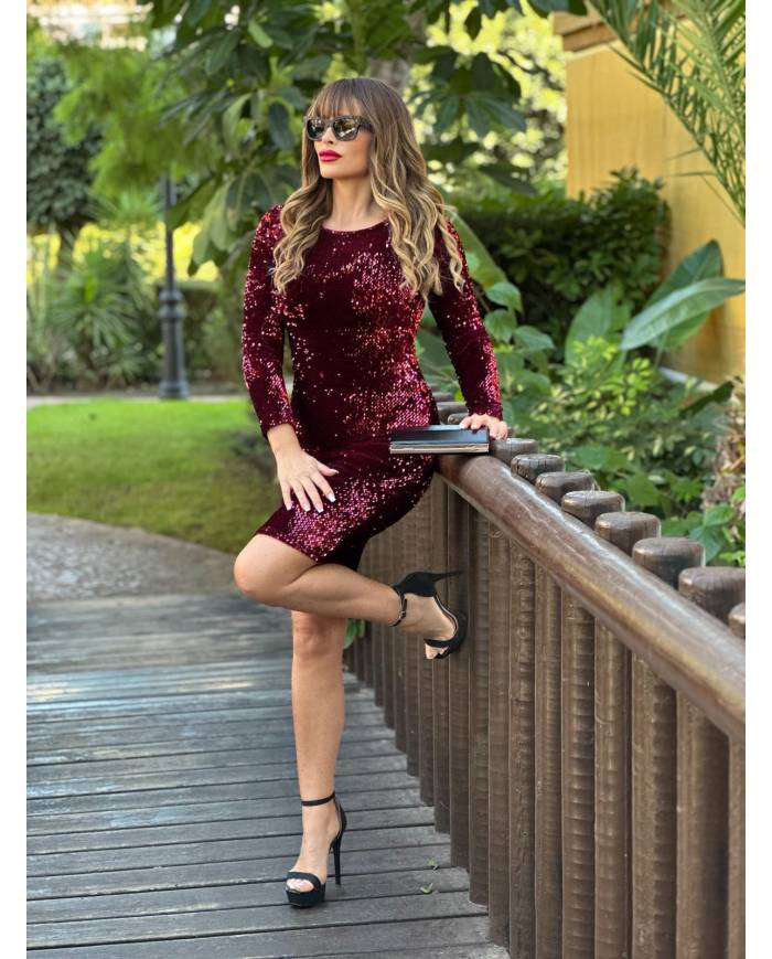 VESTIDO LENTEJUELAS BRILLO M/L